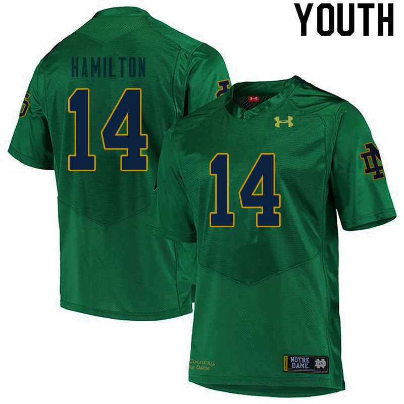 Youth NCAA Notre Dame Fighting Irish #14 Kyle Hamilton Stitched College Under Armour Authentic Green Football Jersey GQ10Q60HS